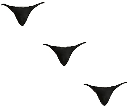 Faringoto Herren-Tangas und G-Strings Unterwäsche Niedriger Bund Solide Slips Tanga S-XXL, 3 Schwarz, S