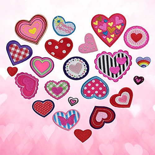 THATSRAD 22 Stück Bügelflicken Herzen Applikation zum Aufbügeln Bügelbilder Herz Bügel Patches Embroidered Iron on Patches Herzen Aufbügelflicken In Herzform Applikation zum Aufbügeln Bekleidung