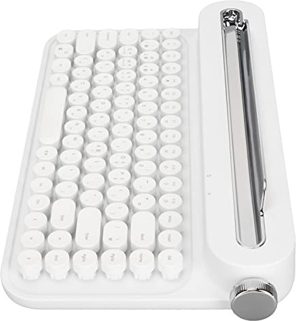 suick Tastiera Bluetooth Vintage 86 Tasti Simpatica Tastiera per Macchina da Scrivere Wireless con Supporto Integrato per Windows per Smartphone per iOS (Bianco)