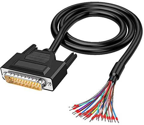 PENGLIN 2 Meters 24AWG DB25 Männlich RS232 25 Pins Serielles Verlängerungskabel, 25-Pin vergoldeter Stecker mit blankem Draht Ende Kabel