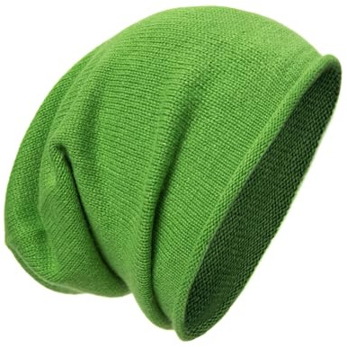 tonten Kaschmirwolle Slouchy Beanie für Damen und Herren, gestrickte Winter-Skimütze (Grün)