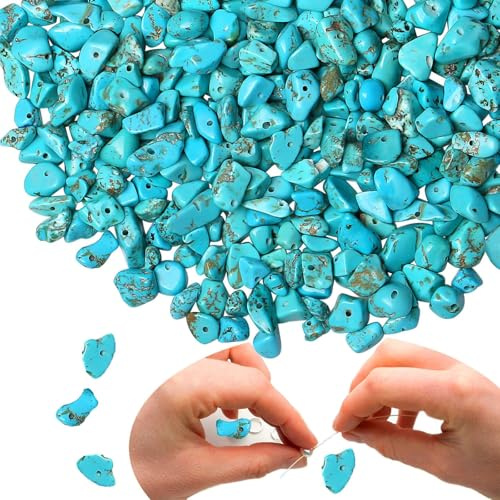 XIANNVXI Blauer Türkis 400pcs Perlen zum Auffädeln Kristalle Perlen Kristall Steine Perlen für Armbänder Ketten Ohrringe Schmuck Machen Crafting Unregelmäßige Gebohrt DIY Edelsteine 5-8mm