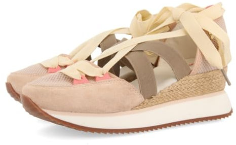 Sneakers Abiertos Nude con CUÑA para Mujer SAMOBOR