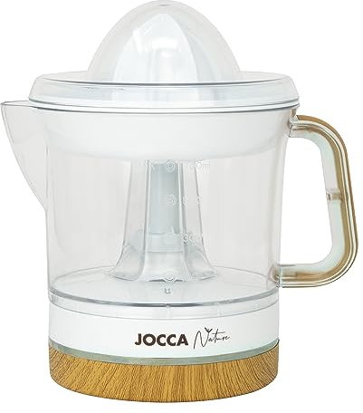 JOCCA - Exprimidor Eléctrico Línea Nature| 0.7 Litros| Doble Giro| Función por Presión| Desmontable para su Limpieza| Potencia 40W| Color Blanco