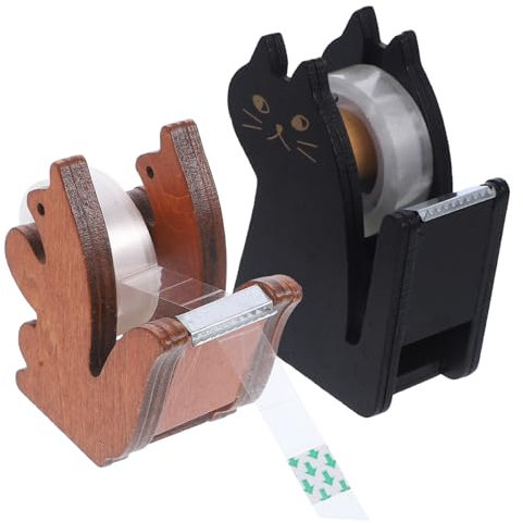 EXCEART 2stücke Teiliges Holz-klebebandspender Tierform Praktischer Und Kompakter Tape Cutter Für Schreibtisch Und Büro Leicht Langlebig Als Desktop Klebebandabroller Für Effizientes