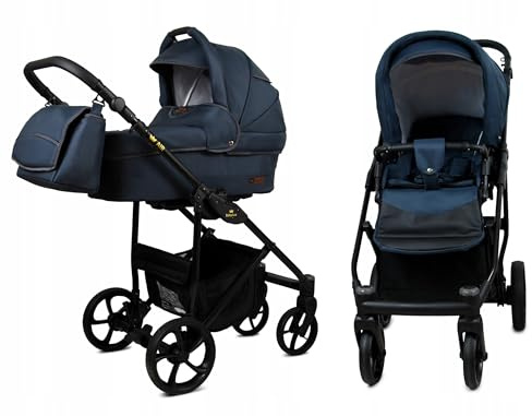 BabyLux® Kinderwagen Set 2 in 1 - Air - Antracyt - incl. Babywanne, Buggy Sportsitz - Kinderwagenset - Kombikinderwagen mit Wickeltasche, Regenschutz, Moskitonetz, Cupholder usw.