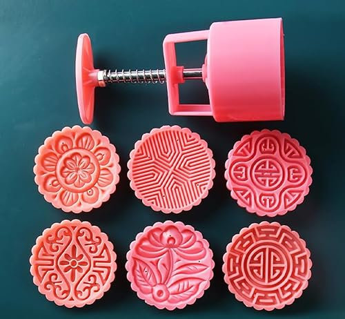 Mooncake Mold Press Moon Cake Mold,DIY Cookie Cutter 100g Flower Press Mooncake Mould Cookie Stamps Pastry Tool for Baking DIY Cake Cookie Biscuit Dessert,Flower Mode Patterns