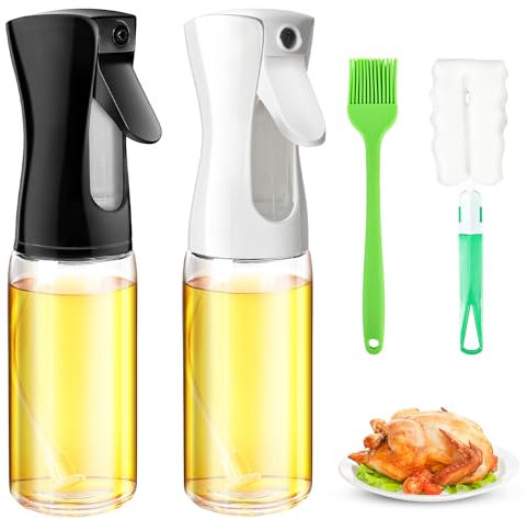 Johyzmpun Ölsprüher für Speiseöl,2 Stück Ölsprüher 220ml Öl Sprühflasche Ölspray für Heißluftfritteuse Küche Air Fryer Grillen