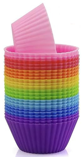 Stampi per muffin, Set di 24 Stampi in Silicone per Dolci Antiaderenti e Riutilizzabili, Mini Pirottini Muffin per Muffin, Cupcake, Ciambelle, Budini, Resistenza al, Calore, Senza BPA