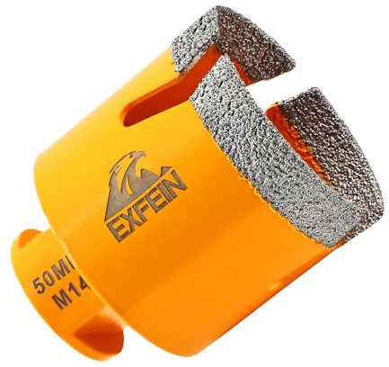 EXFEIN 50MM Diamond Core Drill Bit - M14 Thread, 2 Flutes, Dry/Wet Ceramic Tile, Granite, Marble Drill Bit