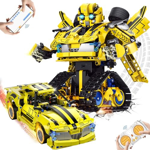 BuzzoXerex Technik 2 in 1 Ferngesteuertes Bauspielzeug für Kinder - Roboter und Auto, Programmierbar via APP und Fernbedienung - Geschenk für 8+ Jungen und Mädchen