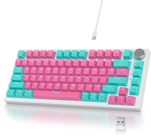 SbocKeeb Tastiera 75 Percento Meccanica Wireless,USB/Bluetooth/2.4G,Retroilluminata RGB, Creamy Keyboard TKL Tastiera Compatta da Gaming con Knob Hot-swap per PC,MAC Layout QWERTY americano