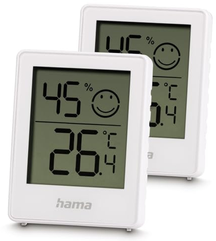 Hama Thermometer und Hygrometer Baros, digital, für innen, 2-er Set, Weiß Thermo-/Hygrometer 00222233
