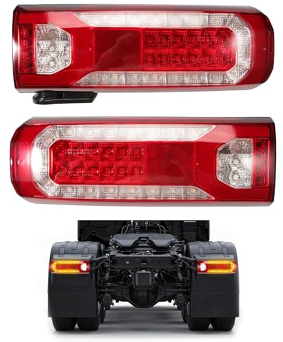 24V LED Rücklicht Set für Mercedes Actros Arocs Antos Lkw MP4 MP5 2011+ | 0035441003 0035442103,IP67 UV-fest,7-Pin,24V,LED,Rückleuchte Stopplicht,Rückfahrwarner,Kennz.-Licht,dyn.Blinker,links rechts