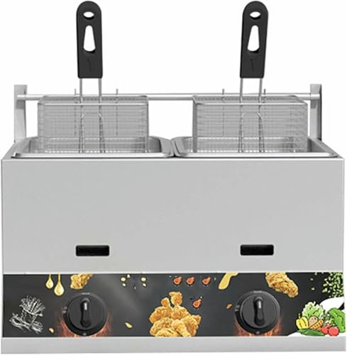 Friggitrice a gas in acciaio inox con coperchio e cestello rimovibile, facile da usare in casa e in ristorante