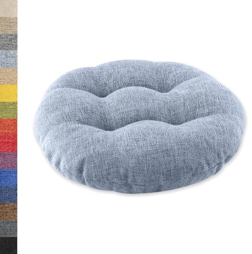 Lsjoaw Sitzkissen Rund 80cm 1 Stück Bodenkissen Rund Sitzpolster Stuhlauflage Sitzpolster Stuhlkissen Polster Auflage für Wohnzimmer Büro Konferenzraum Leinenimitat (Himmelblau)