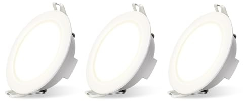 Aigostar LED Einbaustrahler Flach 230V 4.8W led spots badezimmer, IP65 Wasserdicht led Einbauleuchten, Natürliches Licht 4000K, Ø68mm Lochdurchmesser, Rund Weiss 3er Set