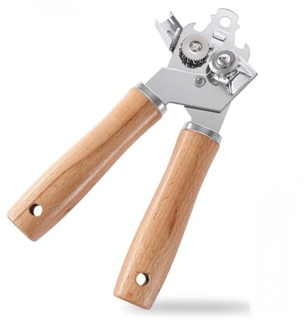 Vocdikficy Abrelatas de Metal Manual con Manejar de Madera, Abrelatas de Mano con Hoja Afilada y Borde Liso, Abrelatas de Mano