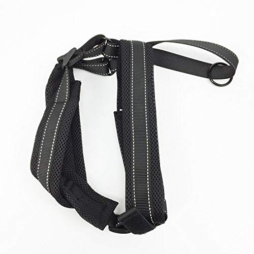 LYVQZPWLRHund dra med en vård, Hunddragsele Bekväm nätsele for stor hund Reflekterande djursele Väst mjuk Andningsbar hundsele Bröstrem(Schwarz,Large)