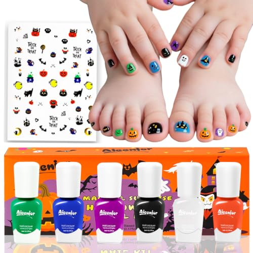 Aieenjor Kids Nail Polish Sets for Girls, Quick Drying Kid Nail Polish, Girls Nail Varnish Sets Kids Non-Toxic, Water-Based, Peel off, Gifts for Girl Toddlers