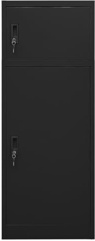 Homgoday Stahlsattelschrank mit abschließbaren Türen, 2 Fächer, Schwarz, 53 x 53 x 140 cm - Sicherer Aufbewahrungsort für Reitsportausrüstung Model339601