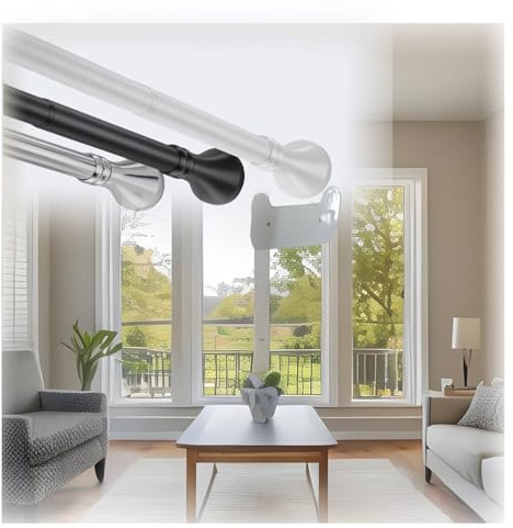 Asta Per Tenda A Tensione,Telescopica Asta Tenda Doccia,Bastone Telescopico In Acciaio Inox,estensibile 40-500cm,molla Regolabile,Facile Da Montare,Per Bagno,Balcone,divisorio(Silver,410-500cm)