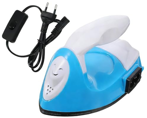 NOLITOY Mini Bügeleisen zum Nähen Kleines Bügeleisen für Bügelperlen | 180°C Konstante Temperatur Tragbare Mini Heat Press für Plotter DIY Basteln Textiltransfer Reisebügeleisen Blau Stecker 220V