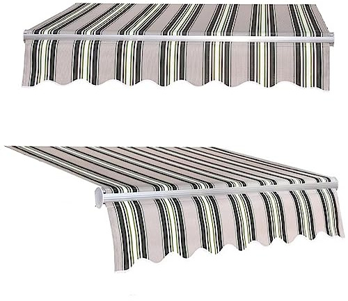Balkon Sonnensegel Wasserdicht ohne Bohren UV-Beständiges Ersatzgewebe für Garten Sonnenschutz Wetterfest Outdoor Schatten 2x1,5m Gestreiftes Vordach für Terrassen und Balkon