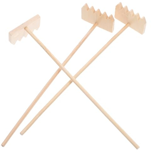 TOYANDONA 3 pezzi Mini rastrello da giardino zen Strumento da tavolo Meditazione Rastrello in bambù Meditazione Sandbox Accessori per ufficio Decorazione da tavolo