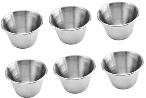 Cabilock 6 pièces Coupelles Inox Réutilisables pour Sauces Bols Sauce Acier Inoxydable Contenants pour Ketchup et Dips pour Repas Famille et Pique-