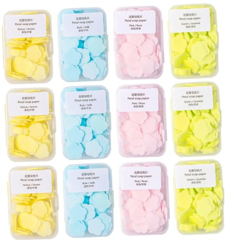 Cabilock Láminas de Jabón Portátiles para Manos de Jabón Desechables Caja de 16 Unidades Surtido de Limón Amarillo Leche Azul Rosa Rosa y Jazmín Verde Ideales para Viaje y Actividades