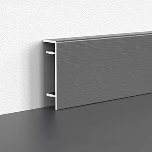 Battiscopa In Alluminio, 125 Cm* 4 Pezzi Battiscopa In Metallo Per Pavimenti E Pareti, Facile Da Installare E Pulire Per Pavimenti, Basamenti E Altro Ancora(Iron Gray Brushed,40mm)