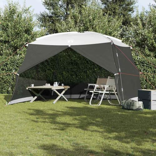 Zelte mit Dach Grau, 380x380x225 cm Polyester, wasserdichtes Camping Moskito Netz mit Tür, UV-beständig, tragbar für Outdoor Garten Terrasse