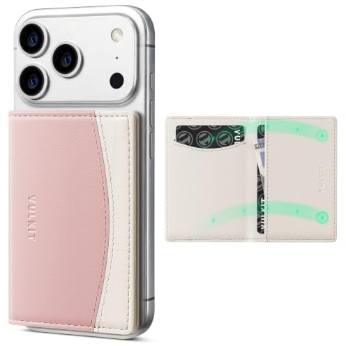 VULKIT Phone Card Holder Stick on Adhesive Credit Card Holder RFID Blocking Sticky Phone Wallet Compatible with iPhone Leather Card Case for Women