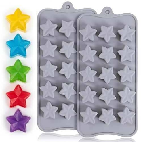 2 Stück Stern Eiswürfelform Star-shaped Ice Cube Tray Silikonform Sternn Eiswürfel Stern Eiswürfel für Cocktails Whisky Bier Eiswürfelform Gelee Schokolade Pudding Mousse