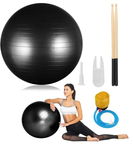 Tressify 66 cm Cardio-Schlagzeug, Fitness-Balance-Ball mit Pumpe und 90 g Stäbchen, ideal für Aerobic-Workouts, Stabilitätstraining, Yoga, Pilates