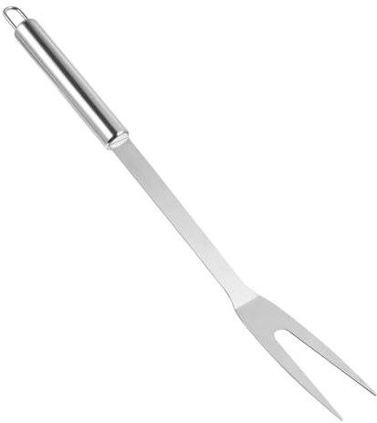 OSALADI Tenedor para Carne Asada de Acero Inoxidable 2 Puntas, Mango Largo Seguro, Utensilio para Barbacoa, Camping, Picnic y Hogar, Accesorio Resistente para Trinchar Pavo y Carne