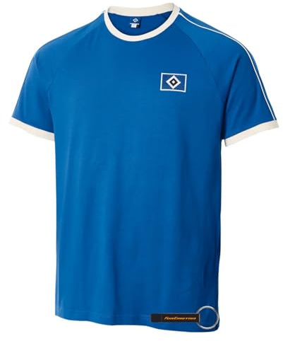 Hamburger SV HSV T-Shirt Elko, Offizieller Fanartikel, Königsblaues T-Shirt mit weißem Raute-Logo und Off-White Details, 100% Baumwolle