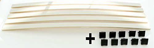 JUSNOVA Set: Federholzleisten + Befestigungs Kappen zur Selbstmontage für Futon, Bett oder Caravan | Stärke/Höhe 8mm x Breite 35mm (10 Kappen 1001 + 5 Leisten (Länge 880mm))