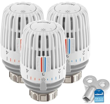 3 cabezales termostáticos IMI Heimeier 6000-00.500, incluye 1 llave de ventilación para radiador kör4u