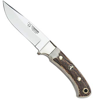 Cudeman Cuchillo 150-C Special Kit hoja de acero inoxidable ACX-380 de 10 cm empuñadura de asta de ciervo de 11 cm para caza, pesca, supervivencia y bushcraft + Portabotellas regalo