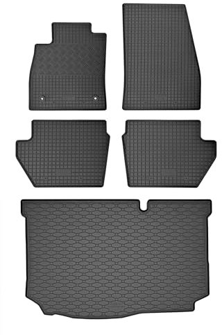 Passgenaue Kofferraumwanne und Gummifußmatten geeignet für Ford Fiesta Hatchback ab 2017 + Gurtschoner