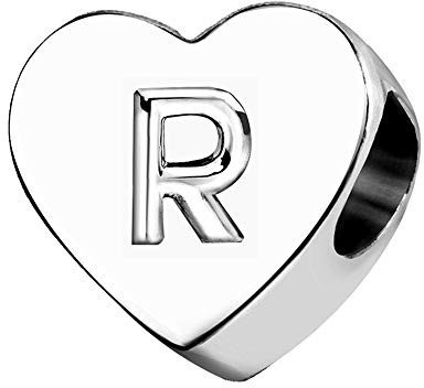 KunBead Jewelry Letter Charms Initial Alphabet Love Heart Beads for Charm Bracelets for Women