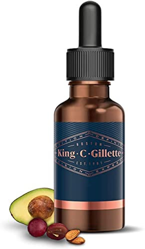 King C. Gillette OLIO BARBA per CURA DELLA BARBA, Confezione da 30 ml, Idrata la Pelle Secca in Bottiglia di Vetro, ideale per set barba uomo, Idea Regalo Uomo