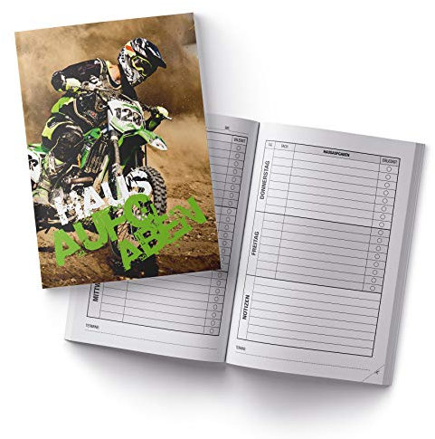 itenga Hausaufgabenheft Motocross DIN A5 96 Seiten Schulbedarf Meine Hausaufgaben für Gemeinschaftsschule Gymnasium
