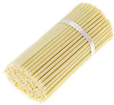 Danilovo 30 Stück Weiß Bienenwachs Kerzen - Orthodoxe Kerzen für Gebet, Rituals, Tischdeko Hochzeit - Ungiftig, Ruß - Tropffrei, Lang, Nachhaltige Produkte, N20, Höhe: 30,5 cm, Ø 9,6 mm