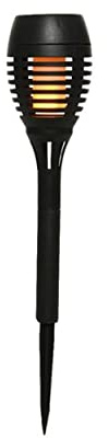Solcell, trädgårdsfackla, trädgårdsbelysning, flimmereffekt, svart, Ø 7,5 cm/höjd 27 cm, 4 stycken