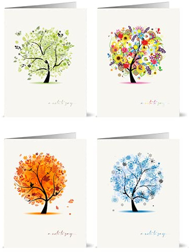 12 x A Note to Say Cards in Each of the Four Seasons: Various Styles (Tree)