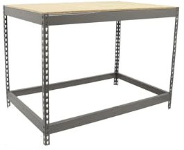 Simon Rack Banco de Trabajo Taller, Mesa de Trabajo Taller, Carga Máxima 400 kg, 900x1800x450 mm, Bricolaje, Gris/Madera - BT-Basic