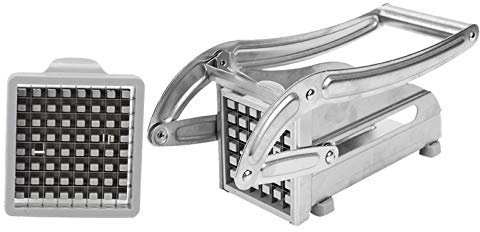 Cortador de Patatas Acero Inoxidable, Triturador Patata 2 Cuchillas Picadora Manual con Tecnología Antideslizante para Verdura Accesorios Freidora sin Aceite Cebolla Zanahoria Fruta Papa Trituradora